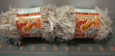 Sullivans Samba eyelash yarn polyester cocoa creme 50gr/60yd ball lot/2