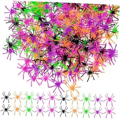 GXXMEI 200PCS Halloween Realistic Plastic Spiders 5 Colors Small Multicolored