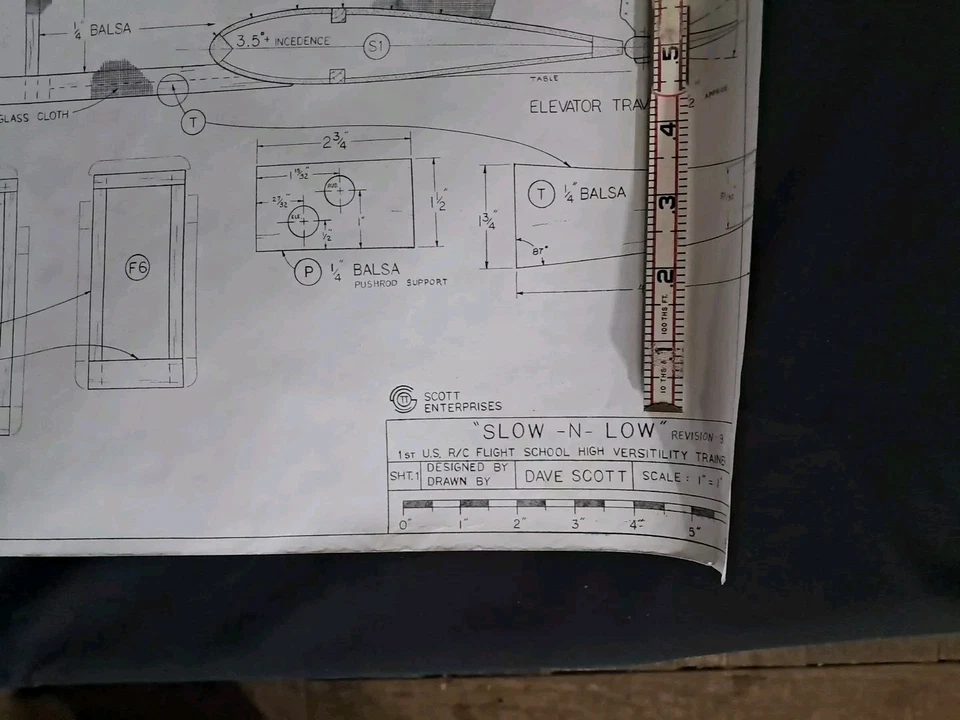 Model Airplane Large Printed Plan RC Scale Plane Drawing Slow N Low P30 - Image 3 of 4