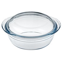 GlasbräTer Auflaufform Backform BräTer Glaskochgeschirr Mit Deckel Rund 3,2 L