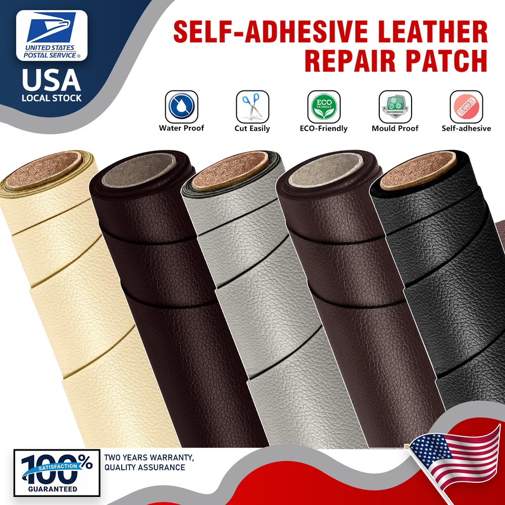1.7sqft Leather Repair Kit Self-Adhesive Patch Stick on Sofa Clothing Car Beige