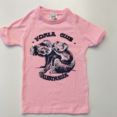 Vintage Retro Thomas Frank Koala Club Australia Pink T Shirt Size 8 Australiana - 第 1/4 張圖片