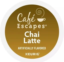 Cafe Escapes Chai Latte, Keurig K-Cup Pods, 18 Count