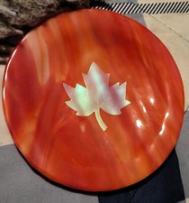 New Handmade Stained Glass Canadian Leaf Trinket Holder