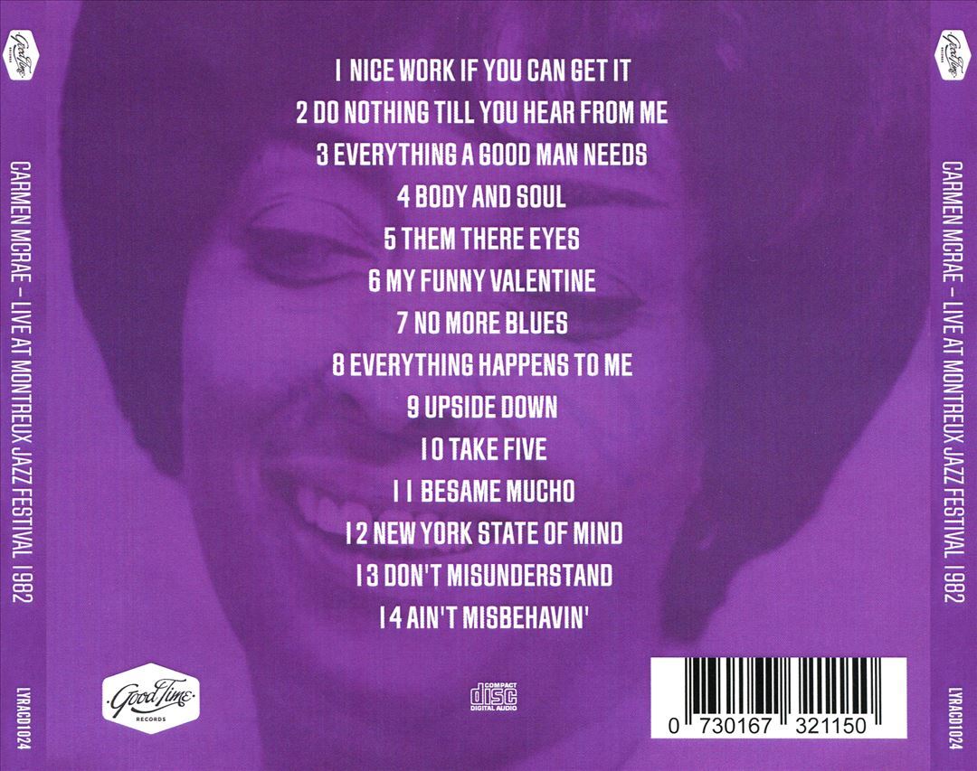 CARMEN MCRAE LIVE AT THE MONTREUX JAZZ FESTIVAL: UPSIDE DOWN NEW CD