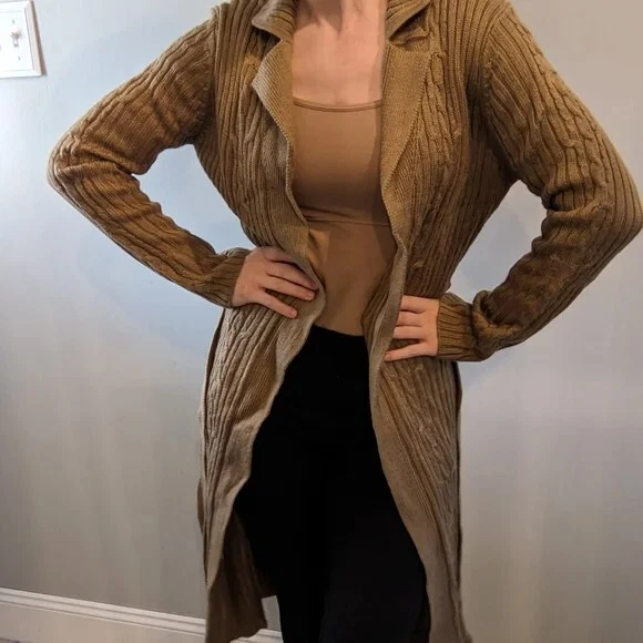 Sweater with cheap tie belt