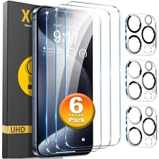 iPhone 17 Air 16 15 14 13 12 11 Pro Max Tempered Glass Screen Camera Protector