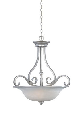 Matte Pewter with Alabaster Glass Chandelier/Pendant $357