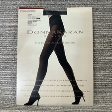 Donna Karan Essentials Collection Satin Opaque Control Top Pantyhose Onyx Size S