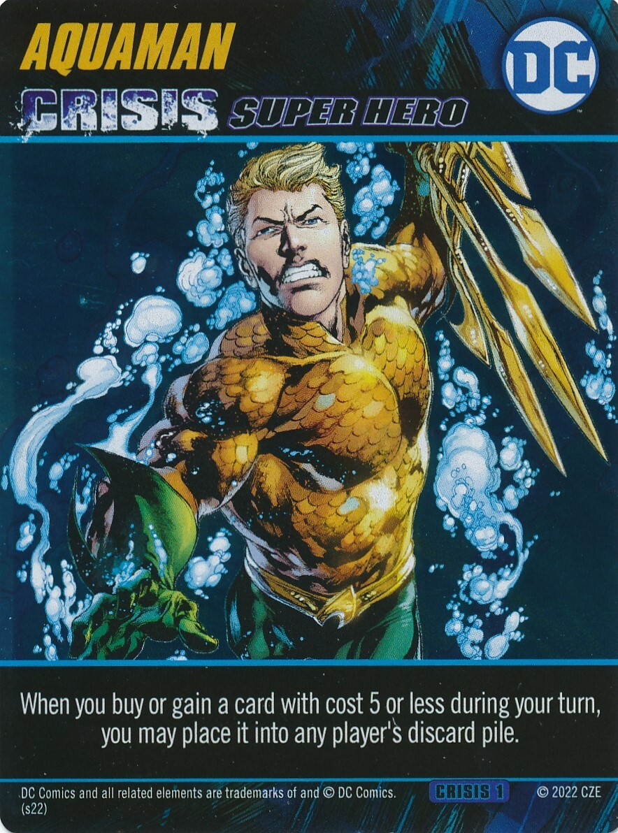 AQUAMAN DC Comics Deck Building Game Oversized FOIL card CRISIS 1