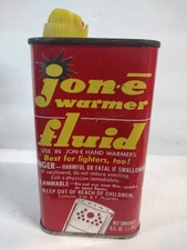 Vintage Jon-e Hand Warmer Fluid Aladdin Tin Metal 16oz. Handyoiler Oil Can Handy
