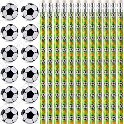 24 Pcs Children's Football Pencils with Eraser for Home School Office Supplies