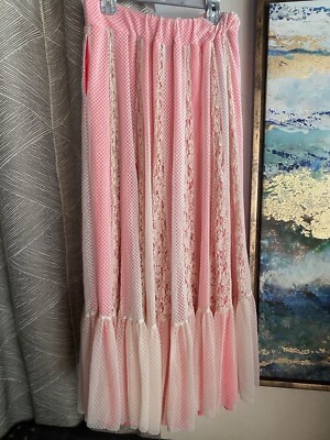We Are HAH Long Skit Womens Size M/L Beige/ Pink Lace Tulle Pockets