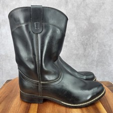 Western Boots Mens 7.5 Black Leather Cowboy P...