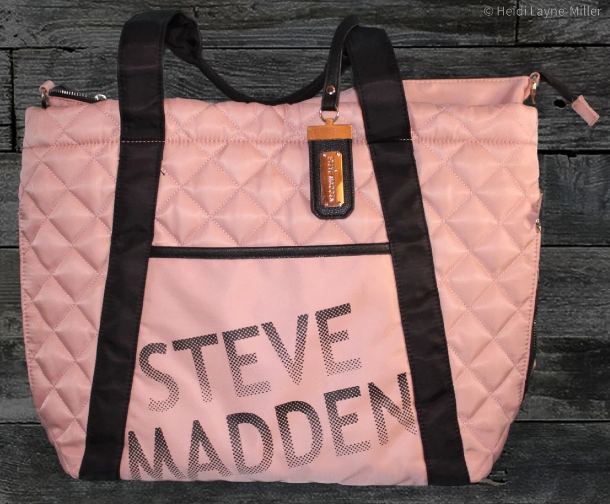 Steve Madden Bsporty Pink Black Tote W Large Cosmetic Bag L K
