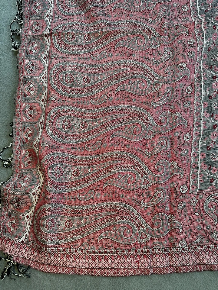 NEW Scarf Womens STOLE long Wrap Fringe Shawl Indian PINK Reversible scarves US - Image 4 of 4