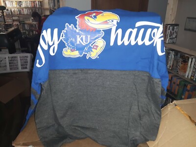 Pressbox MENS SMALL Kansas Jayhawks KU two tone longsleeve shirt grey blue, rare