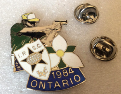 seltene Anstecknadel bewaffnet IPSC International Practical Shooting Confederation Ontario 84