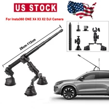 Car Suction Cup Car Mount Kit w/Invisible Selfie Stick For Insta360 ONE X4 X3 X2