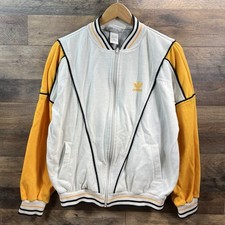 Vintage 80s Adidas Trefoil Track Jacket Mens Size Medium White Yellow