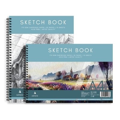A4 Artist Sketch book Side & Top Bound 60 pages craft paper