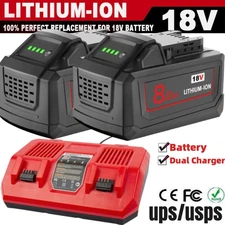 PACK For Milwaukee for M18 18V 8.0Ah Lithium Battery 48-11-1880  / Dual Charger