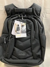 Lole Quilted Backpack Padded Back Shoulder Fits Up to 17" Laptop Black
