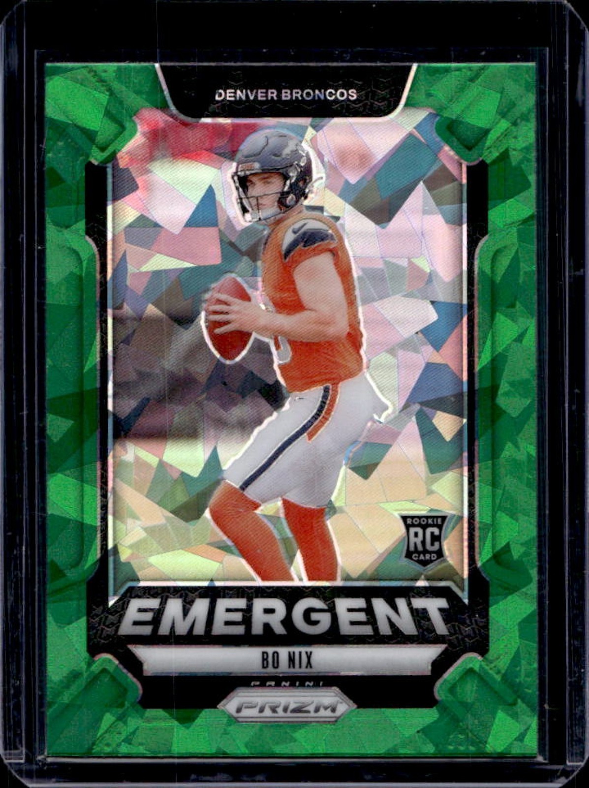 2024 Prizm Bo Nix Emergent RC Green Ice Rookie #3 Broncos