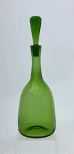 Blenko Handmade Glass 6626S Decanter in Olive Green Joel Myers 60’s Design