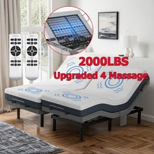 Advanced Adjustable Bed Frame Base With Massage Backlit Remote Dual Quiet Motor