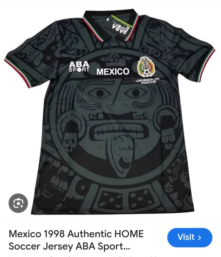 Mexico 1998 Away Retro Soccer Jersey Black France World Cup Shirt Size M New