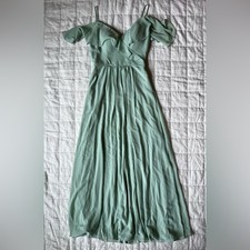 Mori Lee Elegant Light Green Off-Shoulder Chiffon Empire Waist Formal Dress - 4