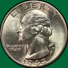 1943 Washington Quarter Silver Brilliant Uncirculated BU Coin #39263