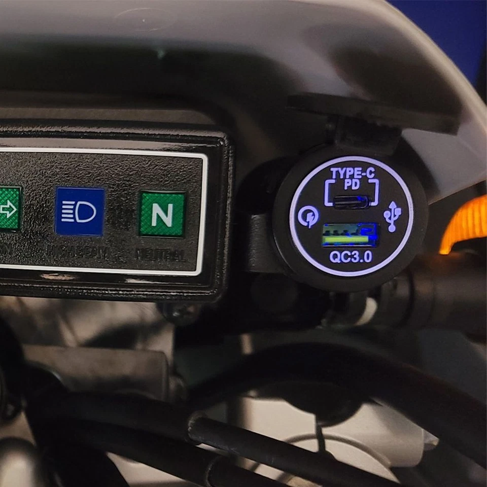 Cargador rápido tipo c PD USB puerto kit se adapta a YAMAHA TW200 2009-ACTUAL Foto 3 de 4