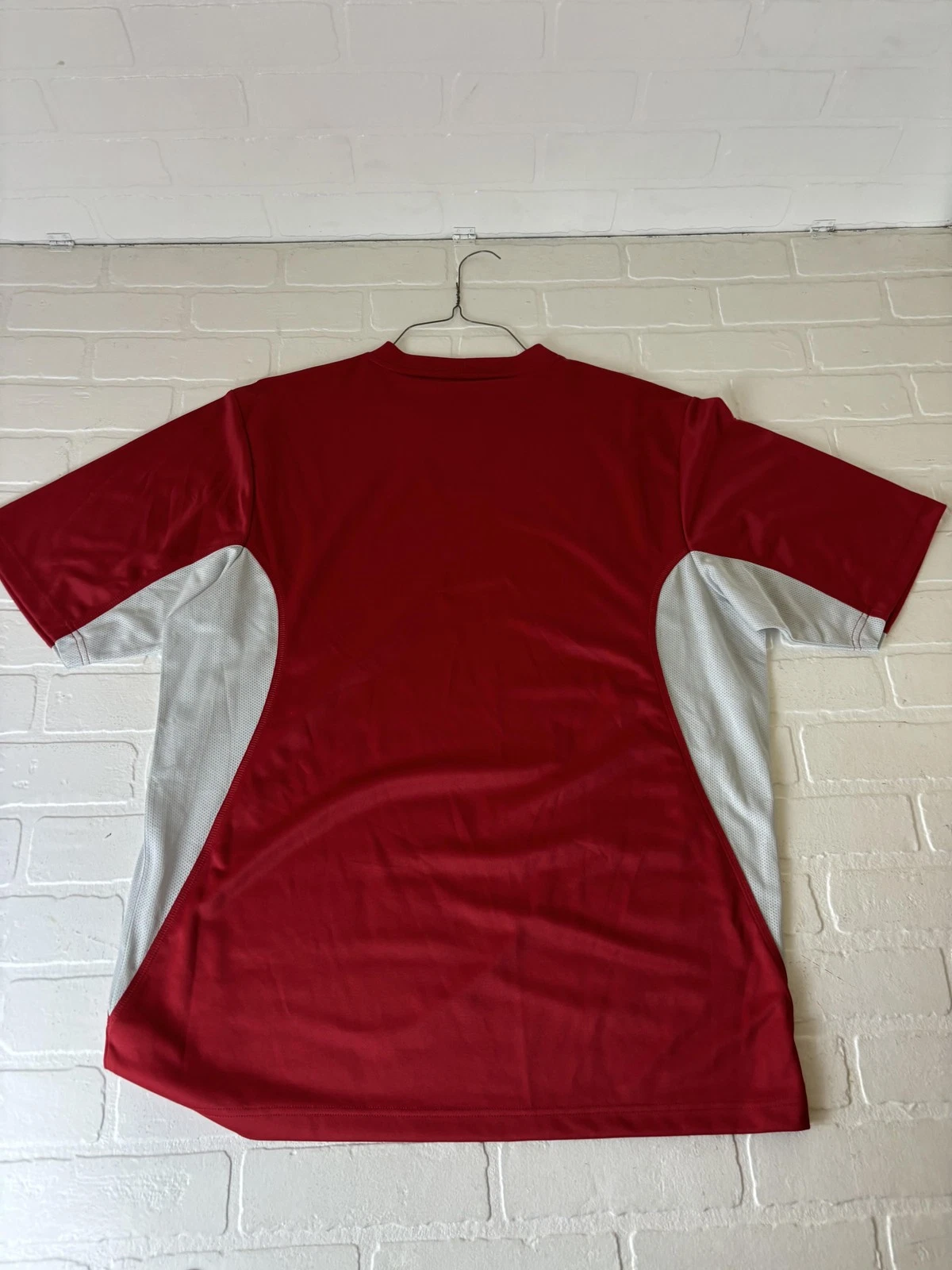 Nike Shirt Mens Large Red Gray Colorblock Athletic Training Jersey Workout
