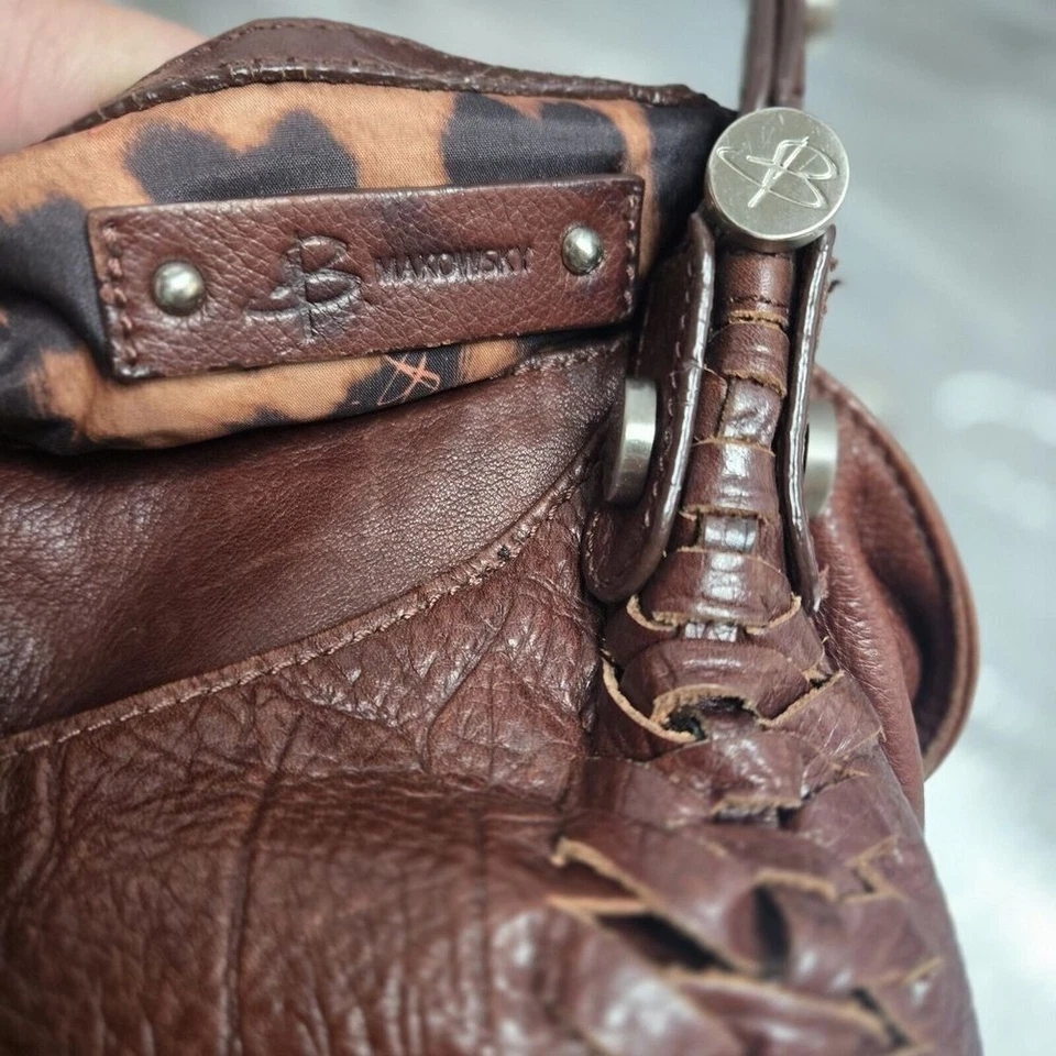 B Makowsky Bolso de Mano Cuero Marrón Grande Doble Correa Bolso de Hombro Cartera Foto 2 de 4