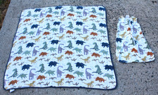 Baby Quilt Blanket Little Unicorn Muslin Linen DINOSAUR Thick w/Small Sleep Sack