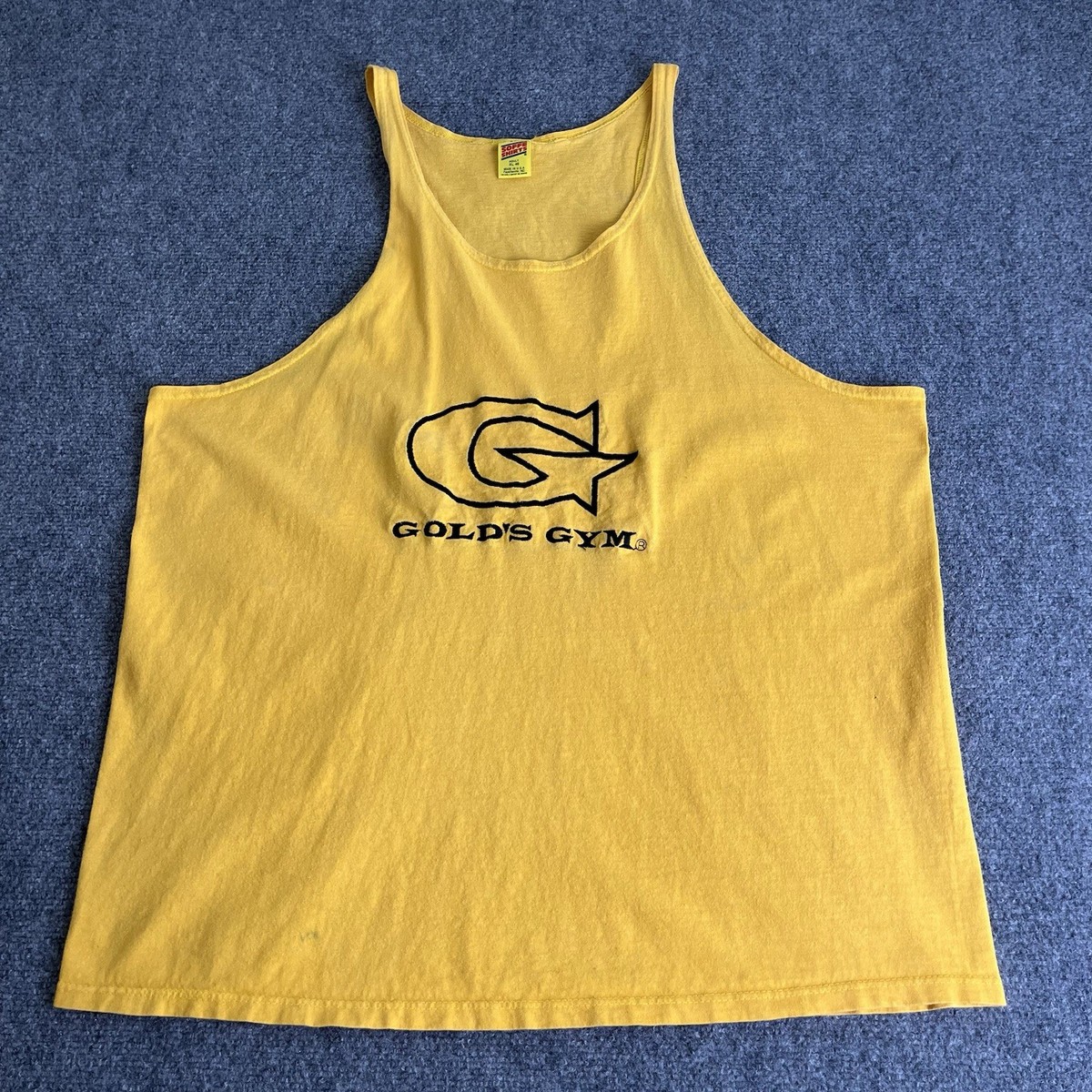 Vintage Gold's Gym Men's Size XL Yellow Stringer Tank Top Muscle