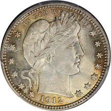 1912-P Barber Quarter CAC Sticker PCGS MS65 Superb Eye Appeal Strong Strike