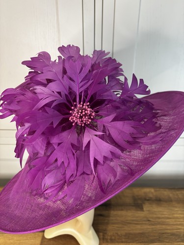 Sombrero Pluma Nigel Rayment Magenta Sinamay Boda Madre Invitada Carreras Fiesta Evento - Imagen 13 de 20