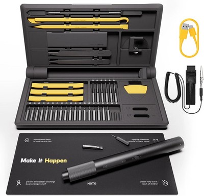 HOTO Precision Screwdriver Set, 110° Upright Workpad, Mini Electric Screwdriver