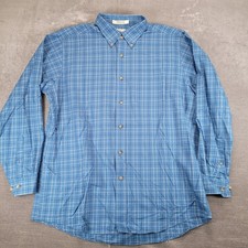 LL Bean Vintage Traditional Fit Blue Plaid Long Sleeve Button Up Shirt Men L Reg