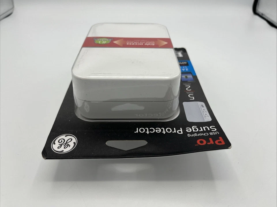 GE Pro 2 Outlet + 2 USB Side Access Surge Protector 2.4 Amp White Model 37090 - Image 4 of 4