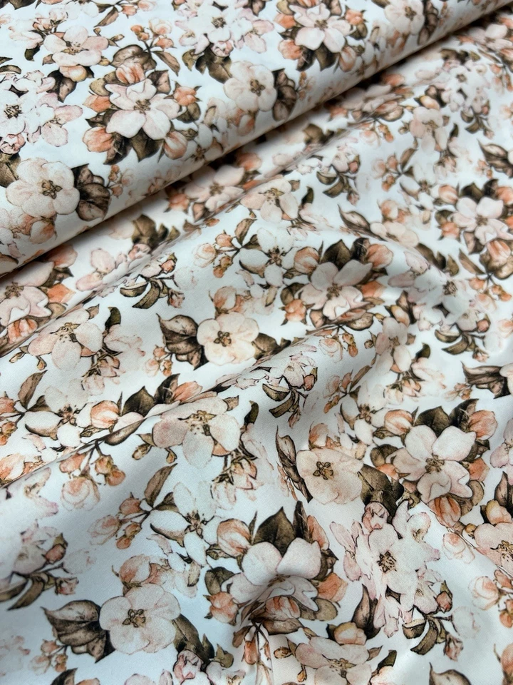 Bio Baumwolle Popeline Stoff, Digitaldruck, Premium Webstoff , Blumen, Meterware - Bild 3 von 4