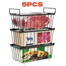 5 Pcs Chest Freezer Baskets Stackable Freezer Organiser Chest Storage Baskets UK