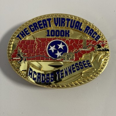 The Great Virtual Race 1000K Across Tennessee Commemorative Award Belt Buckle