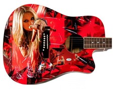 Avril Lavigne Wild Child Signed Custom Graphics Photo Guitar ACOA