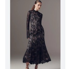 Anthropologie BHLDN Long Sleeve Stretch Lace Midi Dress formal bridesmaid small