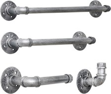 4-Pieces Industrial Pipe Towel Holder Set Rustic Steel Towel Rack Kit Farmhouse