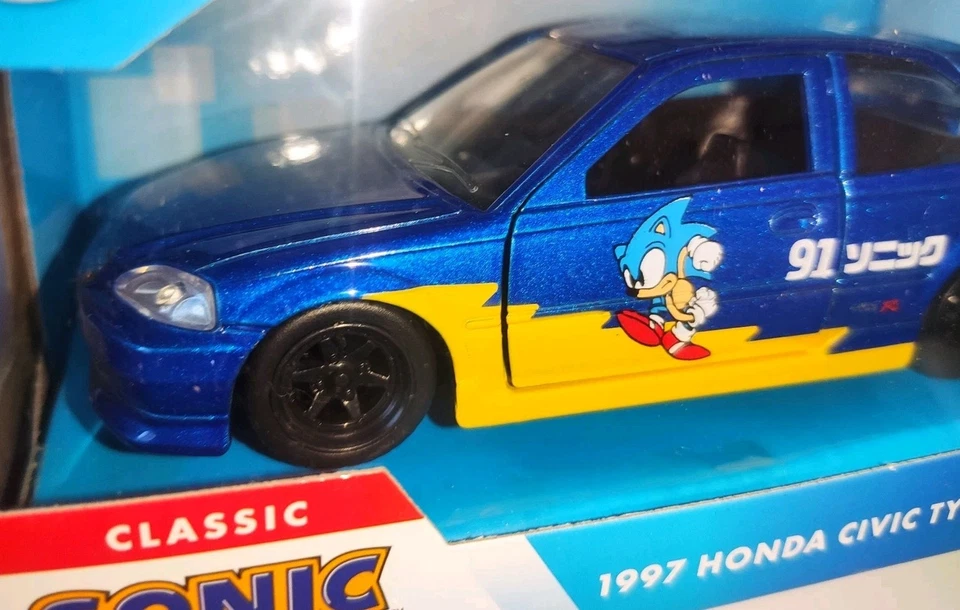 JADA HOLLYWOOD RIDES - SONIC THE HEDGEHOG *1997 HONDA CIVIC TYPE R* NEW! 8+ - Image 4 of 4